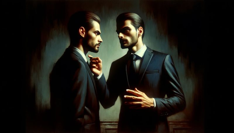 A businessman persuading another businessman